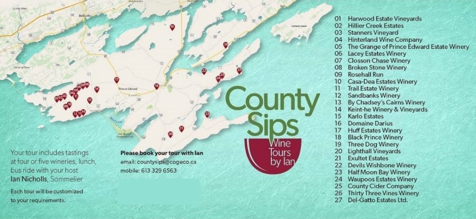  Map of Prince Edward County Wineries